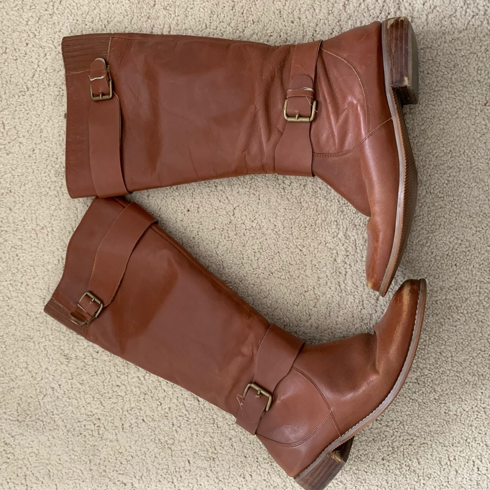 Cognac Leather Riding Boots
